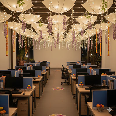 Diwali Umbrella Workstation Decor