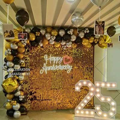 Golden Sequin Wall Anniversary Decoration