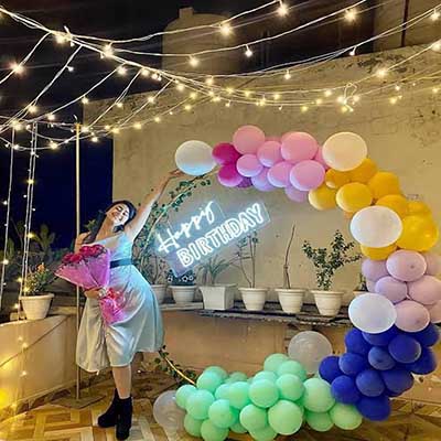 Ring Lighting Decoration on Terrace