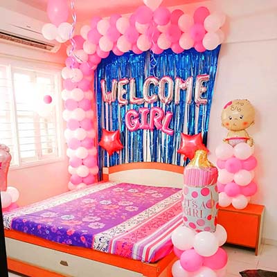Pink Theme Welcome Baby Girl Decor