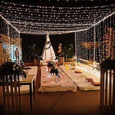 Night Birthday Decoration on Terrace