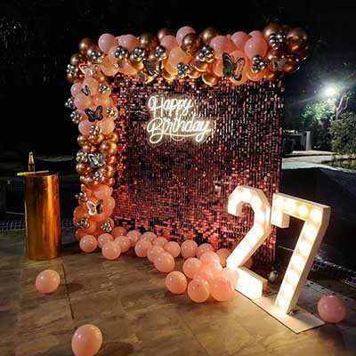 Rosegold Sequins Wall Birthday Decoration