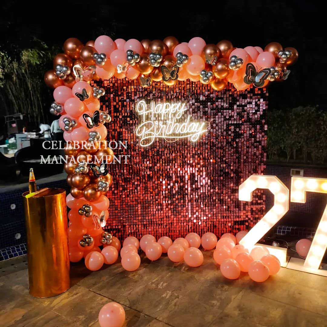 Rosegold Sequins Wall Birthday Decoration