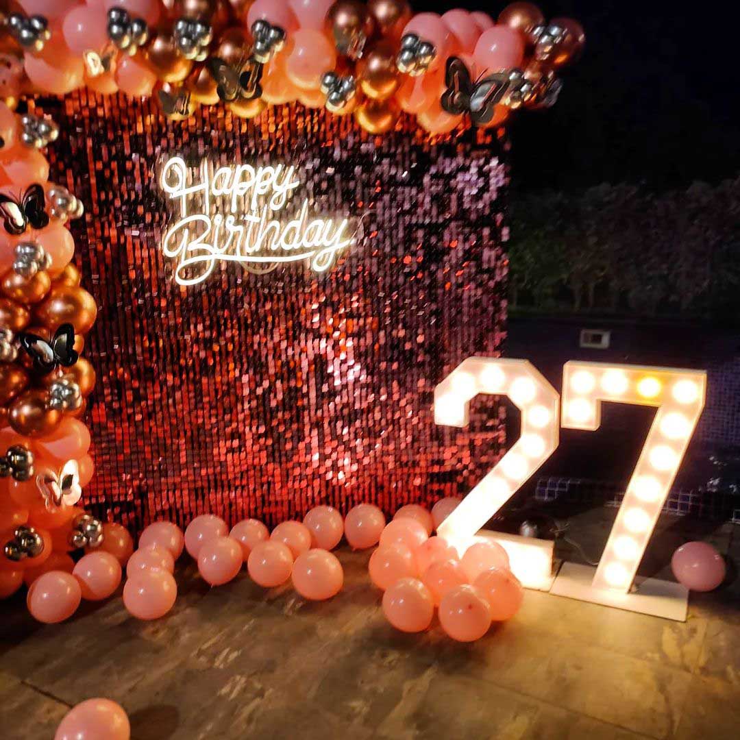 Rosegold Sequins Wall Birthday Decoration