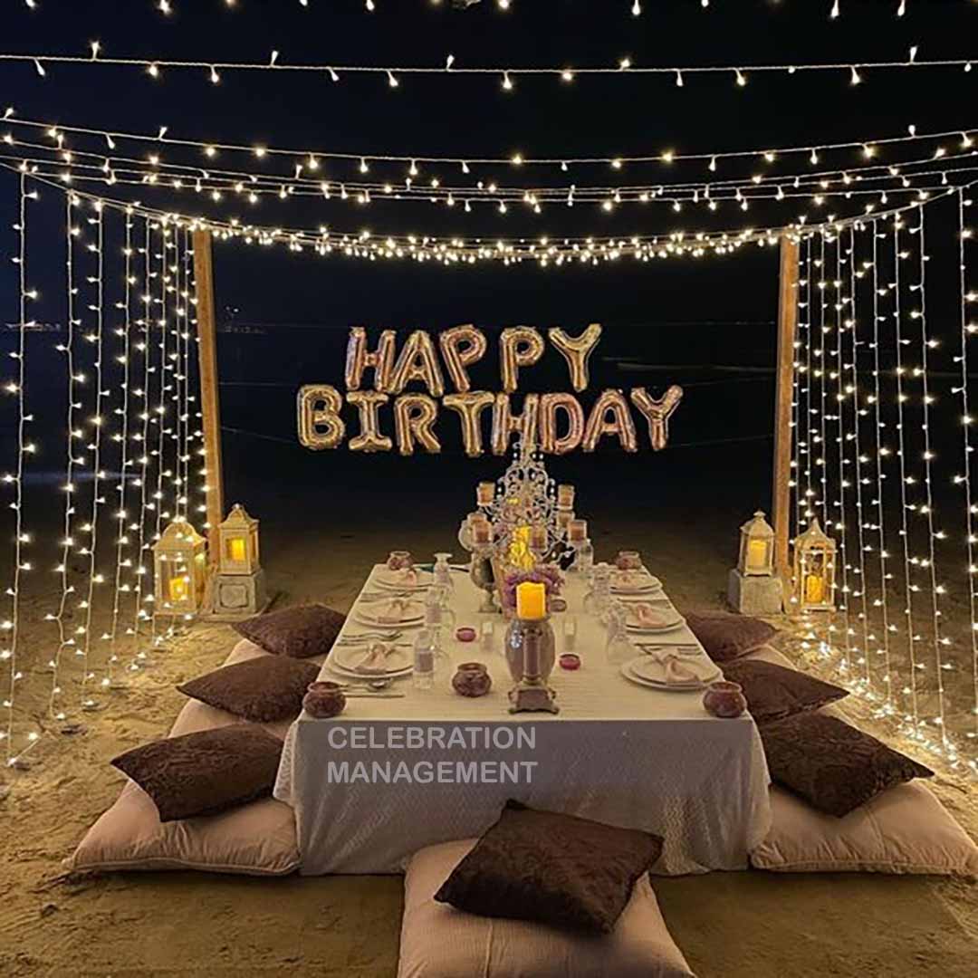Birthday Decoration for Rooftop at Night