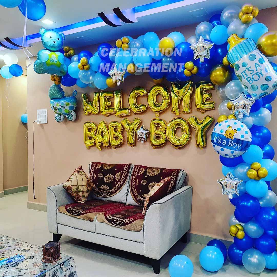 Blue Theme Welcome Baby Boy Decoration