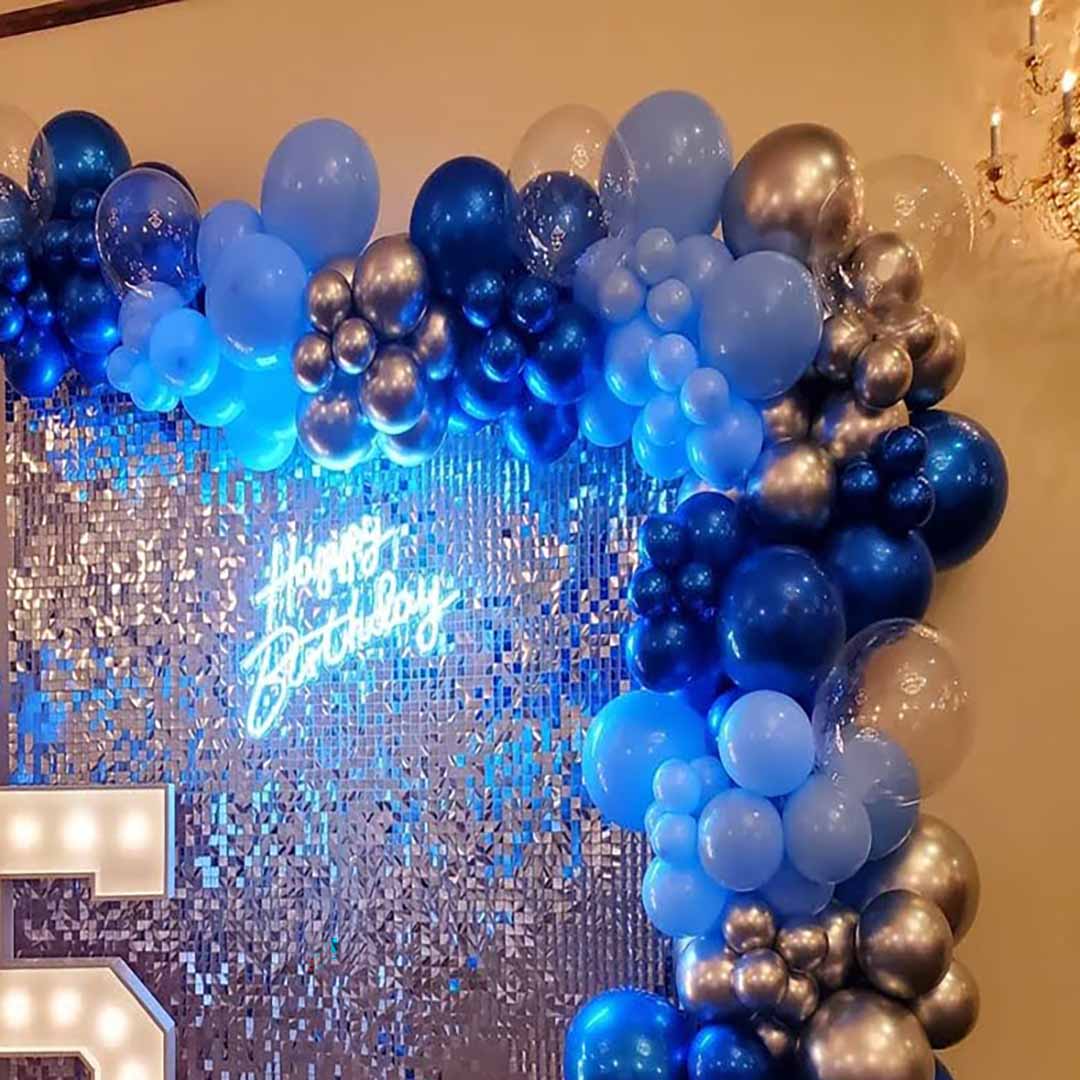 Bluish Theme Silver Sequence Wall Decoration