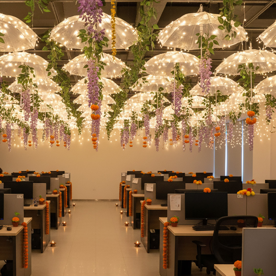 Festive Ceiling Lights Umbrella Decor