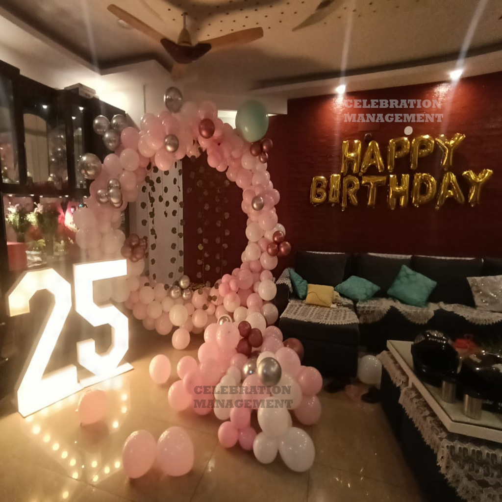 Pastel Balloon Ring Arch with Marquee Number